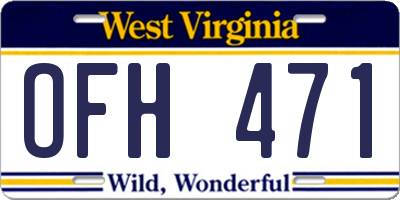 WV license plate OFH471