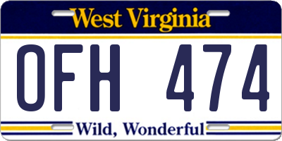 WV license plate OFH474