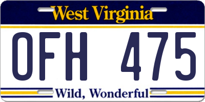WV license plate OFH475