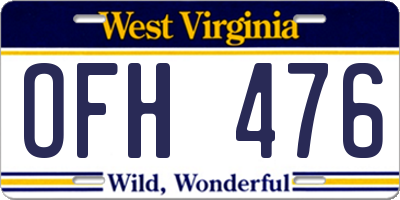 WV license plate OFH476