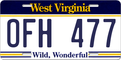WV license plate OFH477