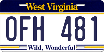 WV license plate OFH481