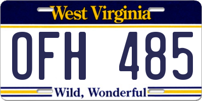 WV license plate OFH485