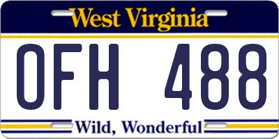 WV license plate OFH488