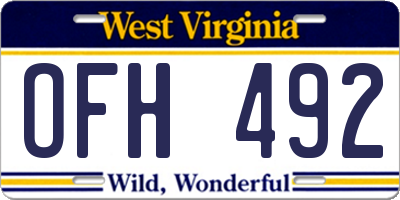 WV license plate OFH492