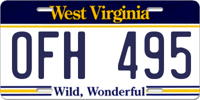 WV license plate OFH495