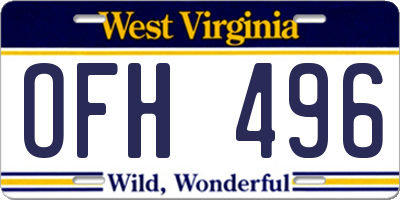 WV license plate OFH496