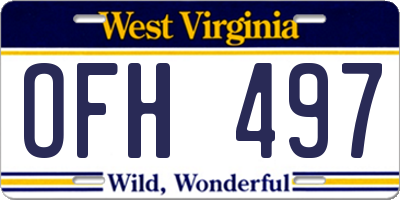 WV license plate OFH497