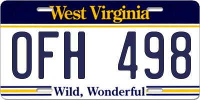 WV license plate OFH498