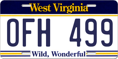 WV license plate OFH499