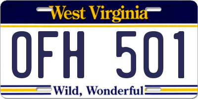 WV license plate OFH501