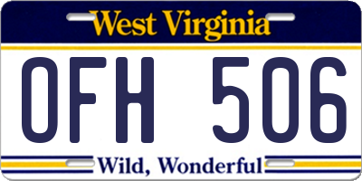 WV license plate OFH506