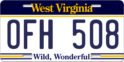 WV license plate OFH508