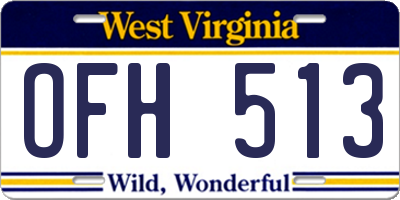 WV license plate OFH513