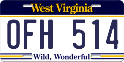 WV license plate OFH514