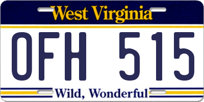 WV license plate OFH515