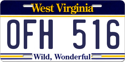WV license plate OFH516