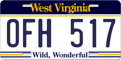 WV license plate OFH517