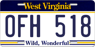 WV license plate OFH518