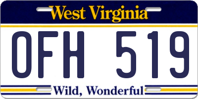 WV license plate OFH519