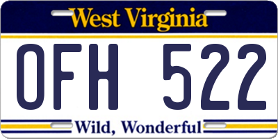 WV license plate OFH522