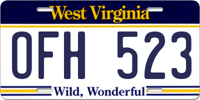 WV license plate OFH523