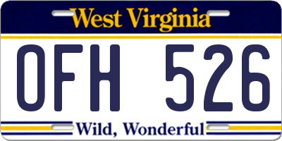 WV license plate OFH526