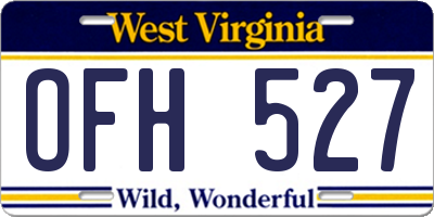 WV license plate OFH527