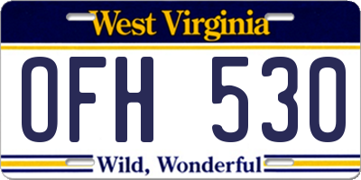WV license plate OFH530
