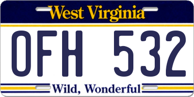 WV license plate OFH532