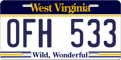 WV license plate OFH533