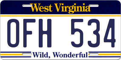 WV license plate OFH534