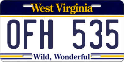 WV license plate OFH535