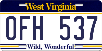 WV license plate OFH537