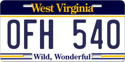 WV license plate OFH540