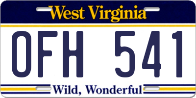 WV license plate OFH541