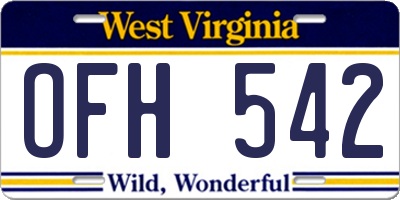 WV license plate OFH542