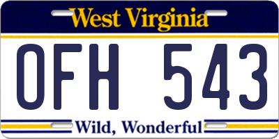 WV license plate OFH543