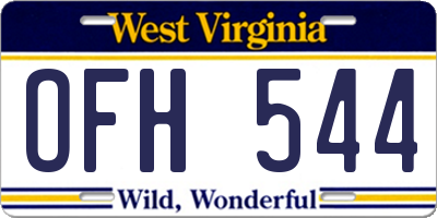 WV license plate OFH544