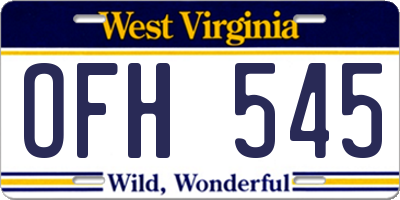 WV license plate OFH545