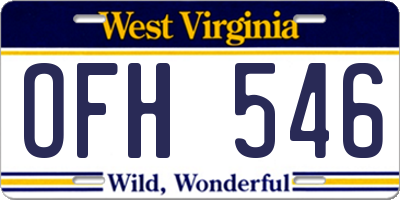 WV license plate OFH546