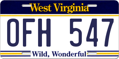 WV license plate OFH547
