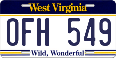 WV license plate OFH549