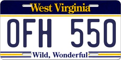 WV license plate OFH550