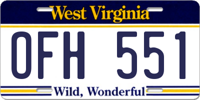 WV license plate OFH551