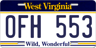 WV license plate OFH553
