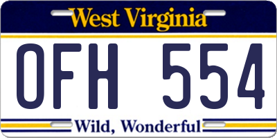 WV license plate OFH554