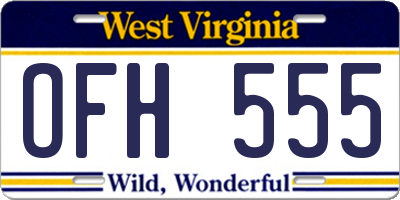 WV license plate OFH555