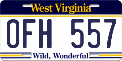WV license plate OFH557