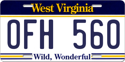 WV license plate OFH560